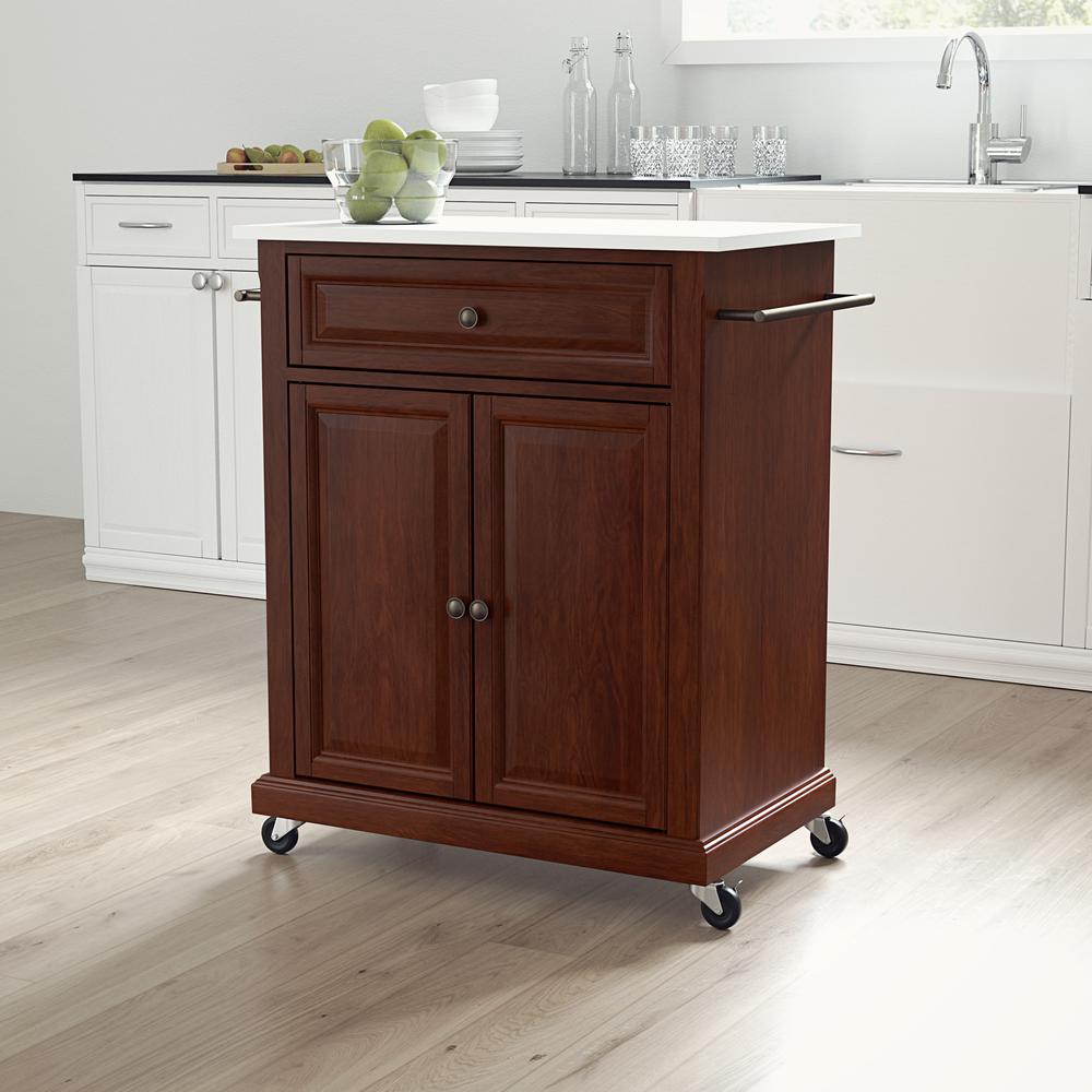 Compact Stone Top Kitchen Cart