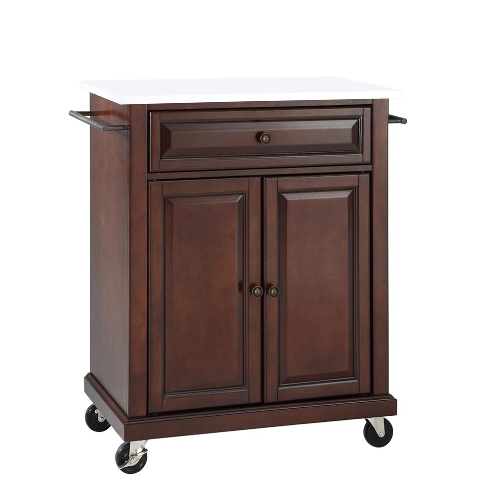 Compact Stone Top Kitchen Cart