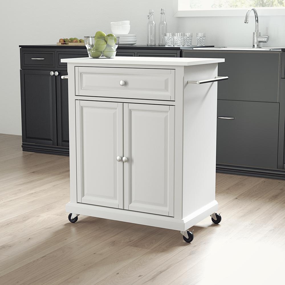 Compact Stone Top Kitchen Cart