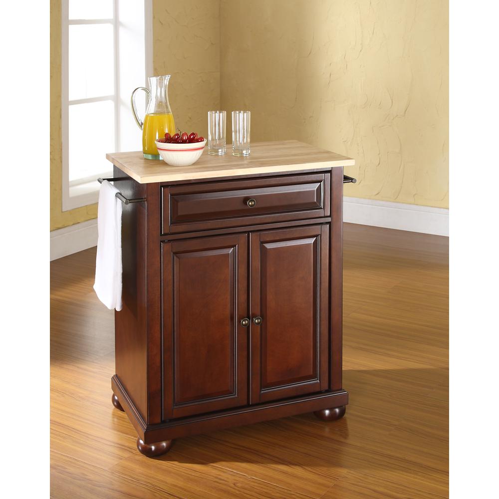 Alexandria Wood Top Portable Kitchen Island/Cart