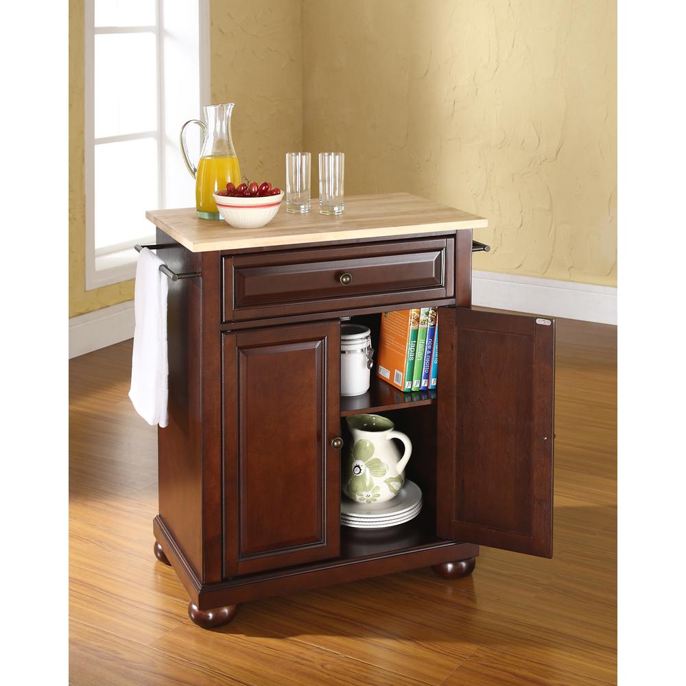 Alexandria Wood Top Portable Kitchen Island/Cart