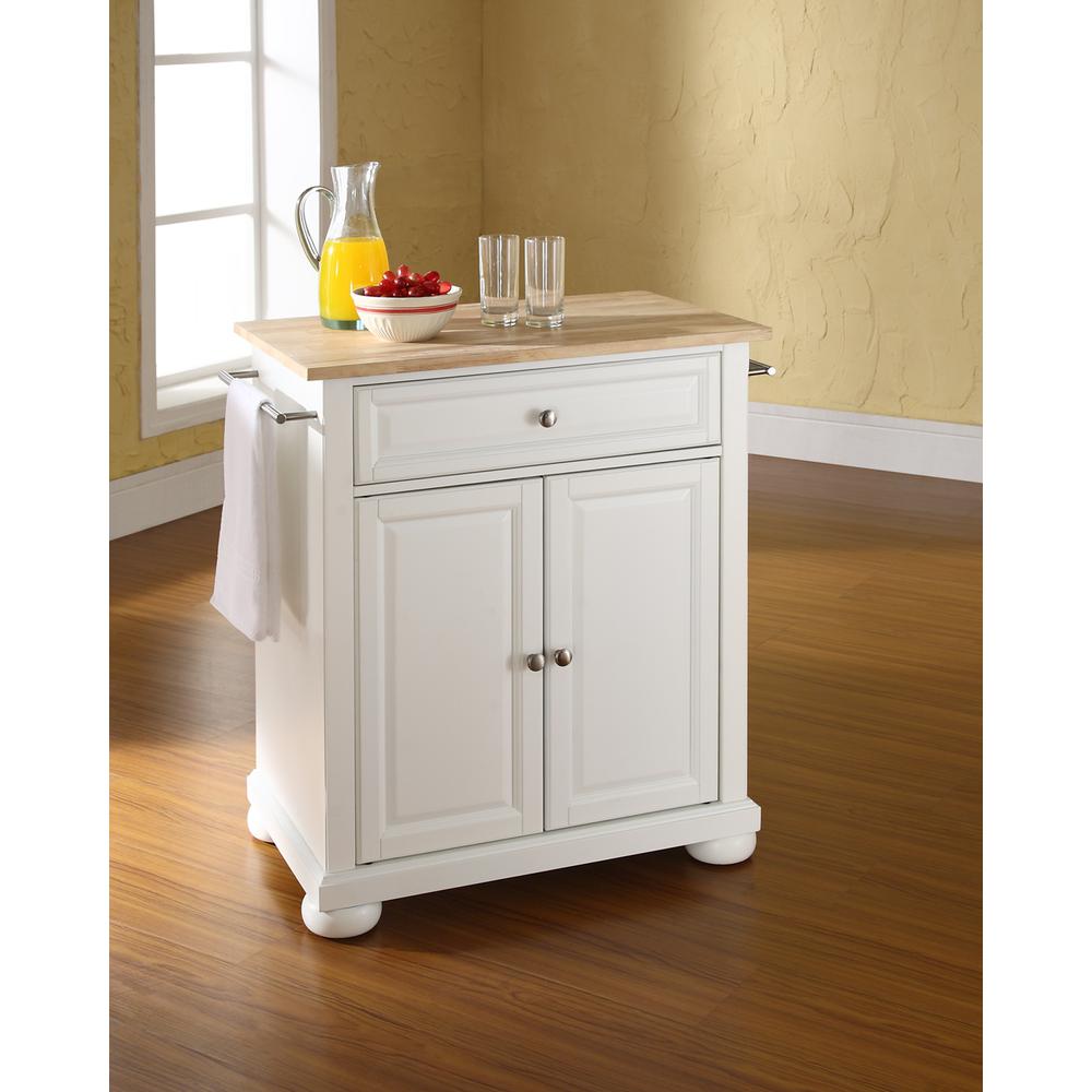 Alexandria Wood Top Portable Kitchen Island/Cart
