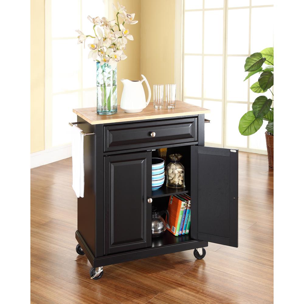 Compact Wood Top Kitchen Cart