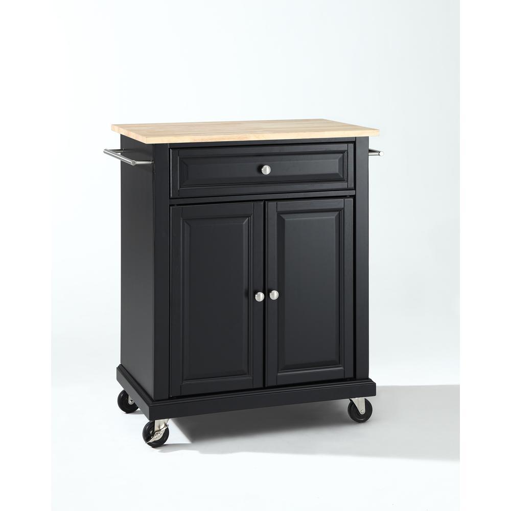 Compact Wood Top Kitchen Cart