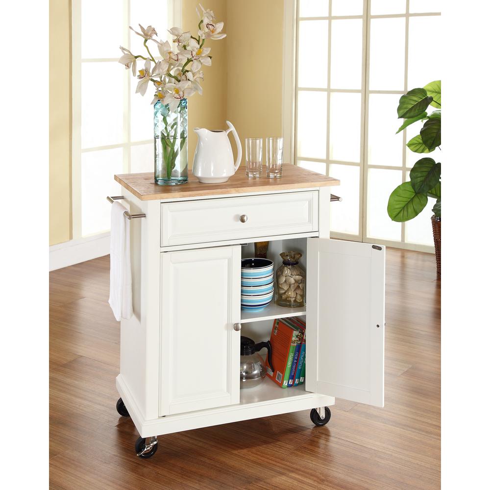 Compact Wood Top Kitchen Cart