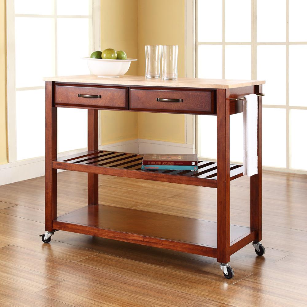 Wood Top Kitchen Prep Rolling Cart