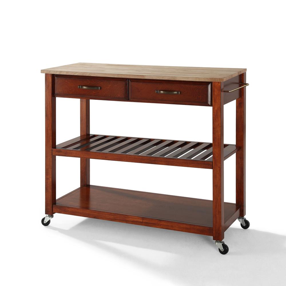 Wood Top Kitchen Prep Rolling Cart