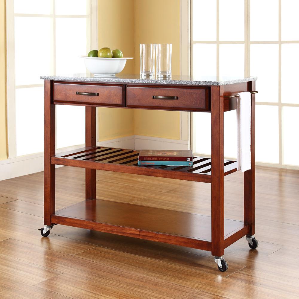 Granite Top Kitchen Prep Rolling Cart
