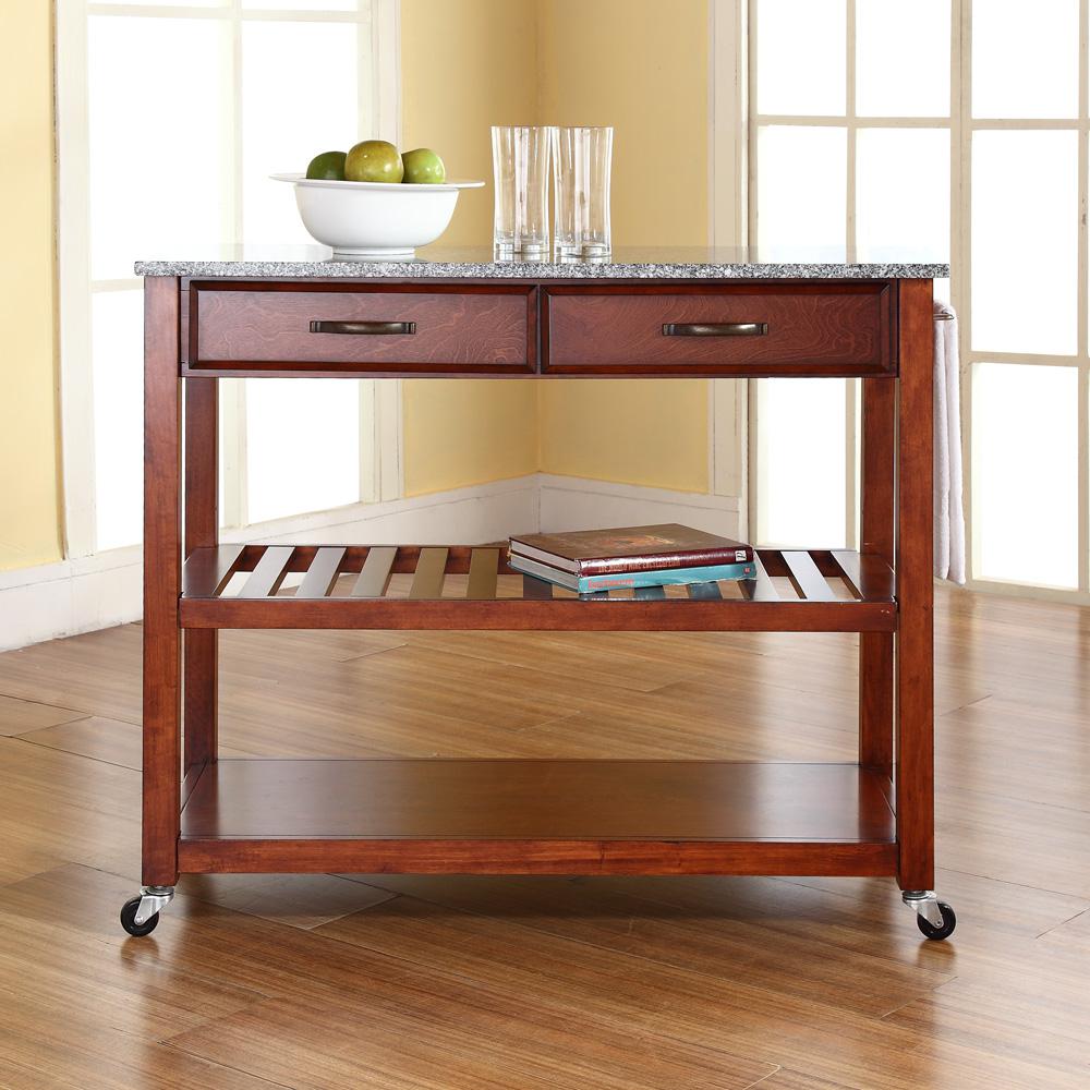 Granite Top Kitchen Prep Rolling Cart