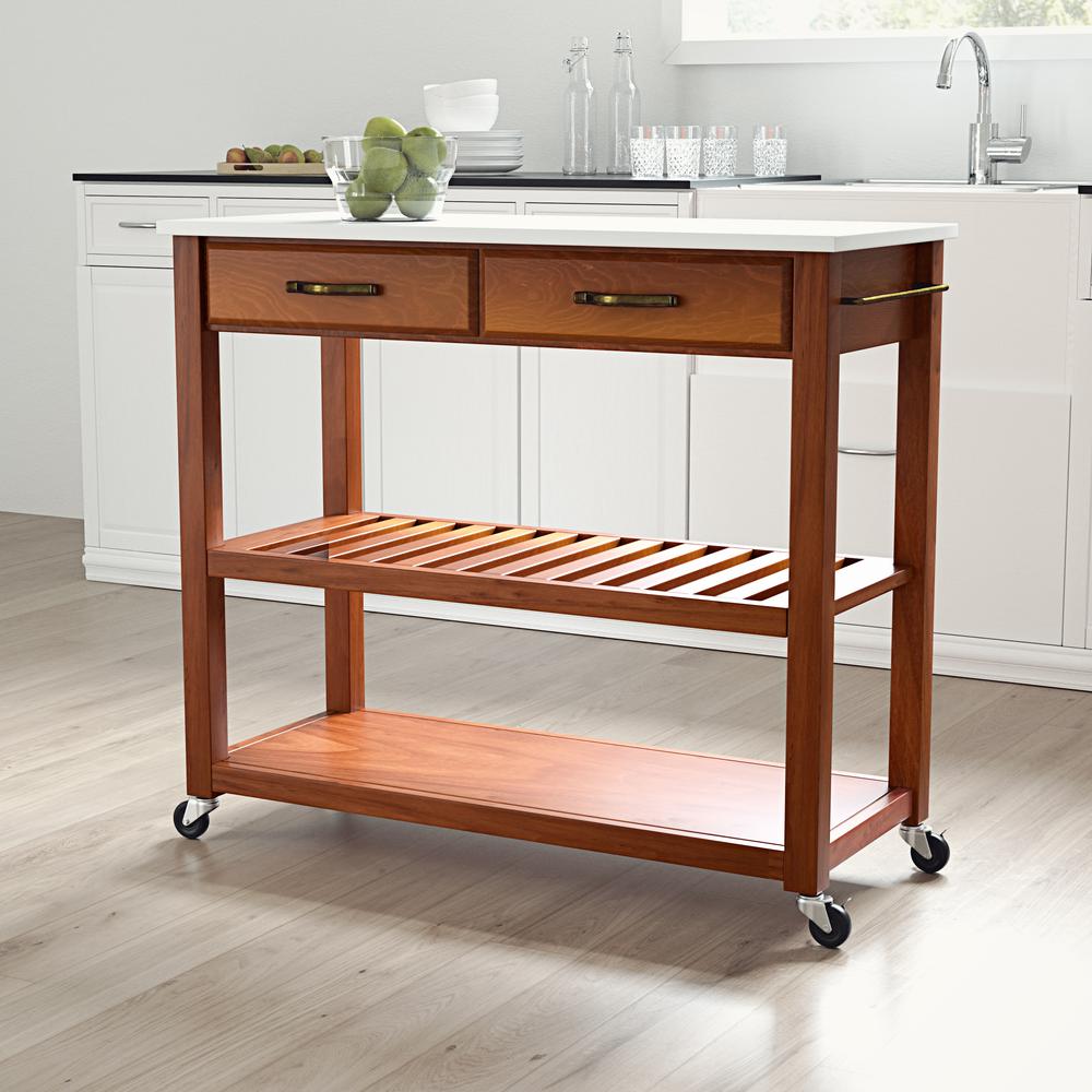 Stone Top Kitchen Prep Rolling Cart
