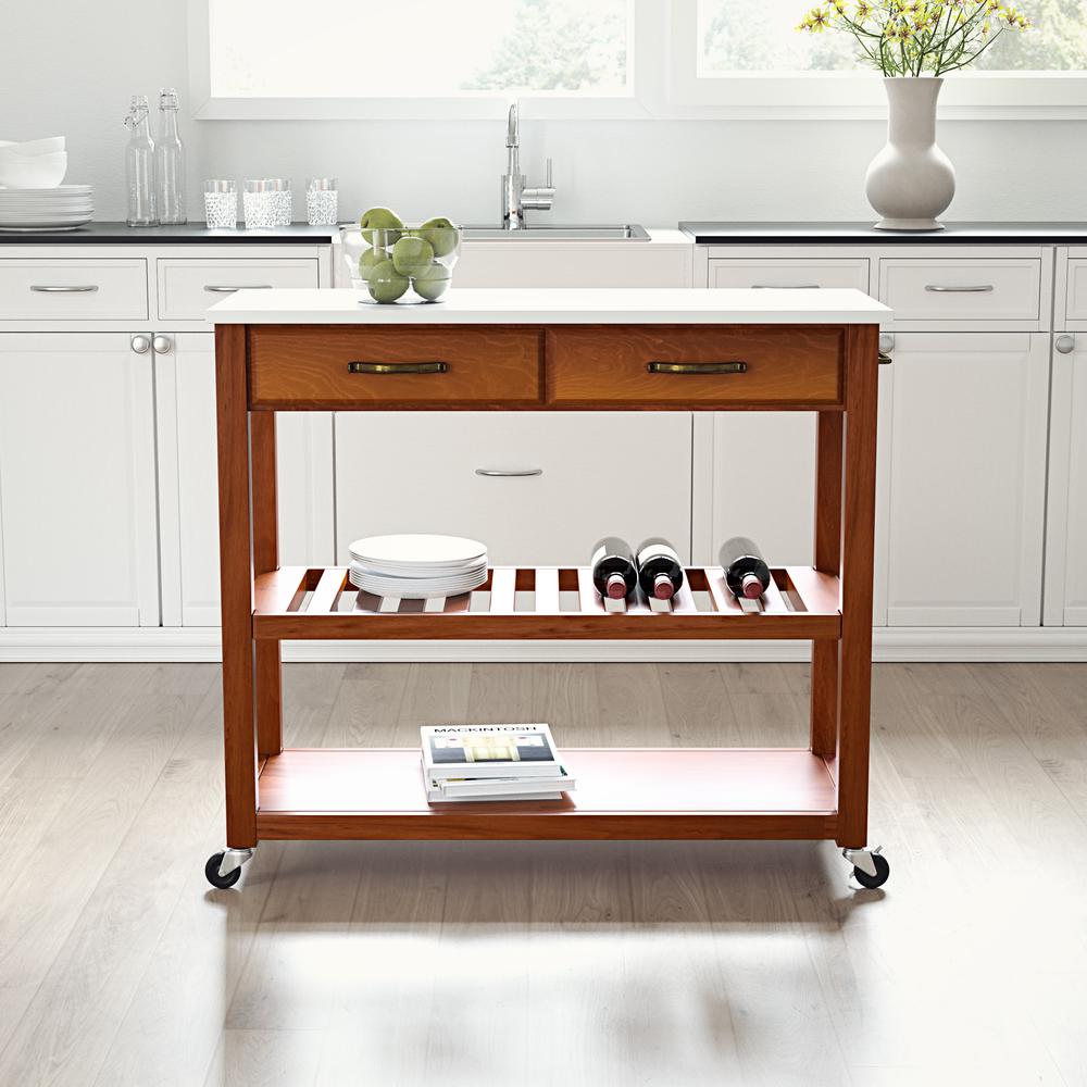 Stone Top Kitchen Prep Rolling Cart