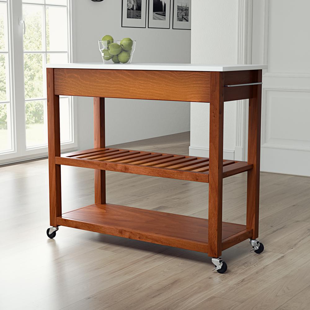 Stone Top Kitchen Prep Rolling Cart