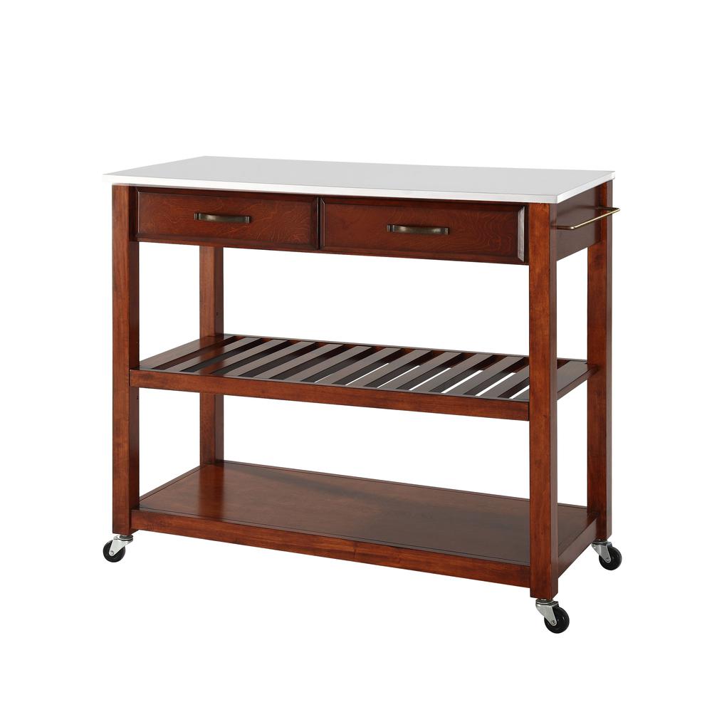 Stone Top Kitchen Prep Rolling Cart