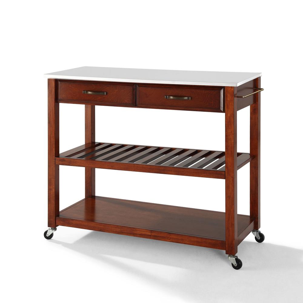 Stone Top Kitchen Prep Rolling Cart