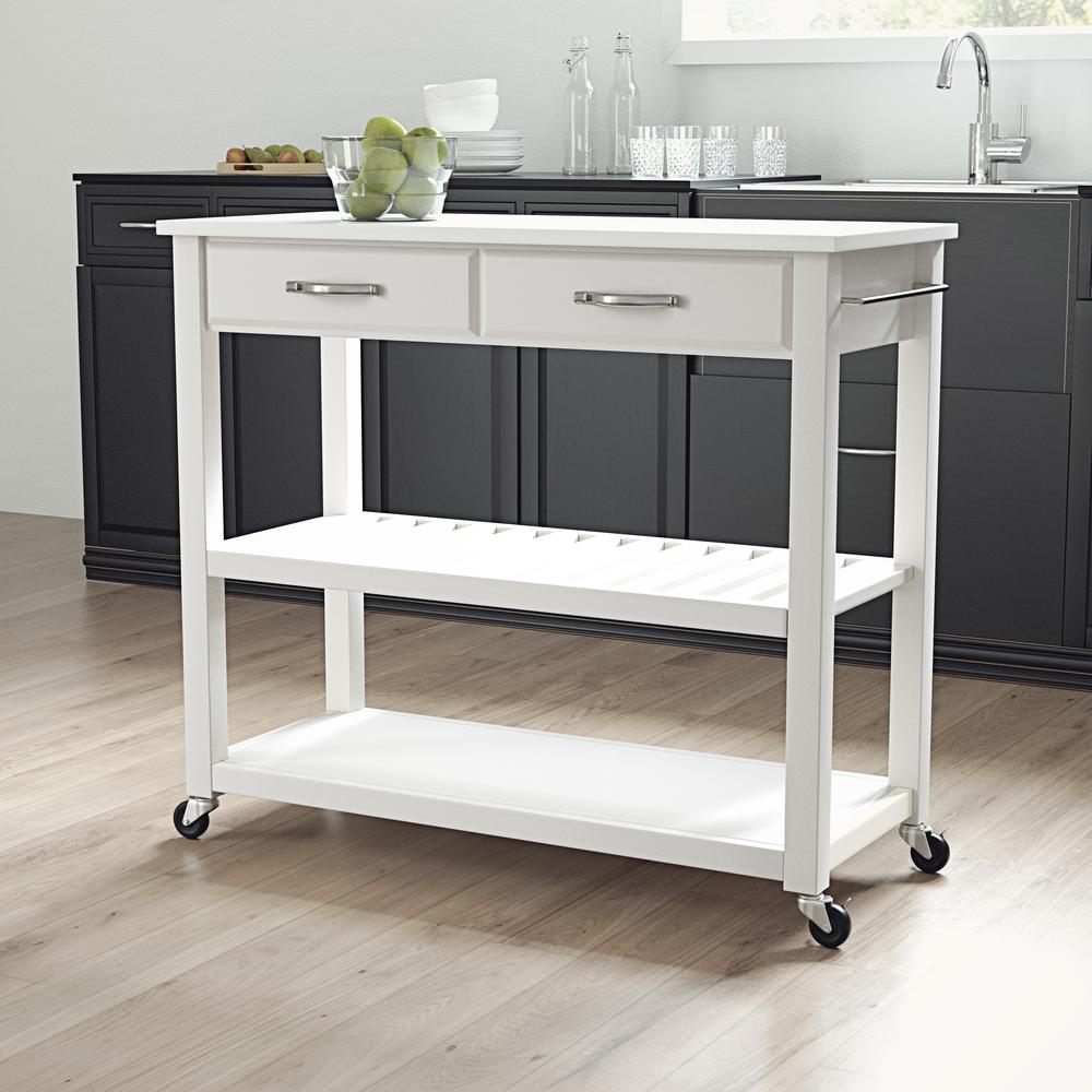 Stone Top Kitchen Prep Rolling Cart