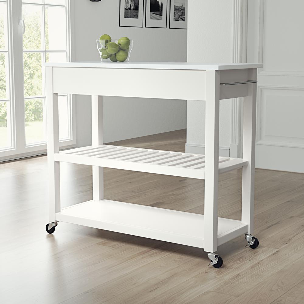 Stone Top Kitchen Prep Rolling Cart
