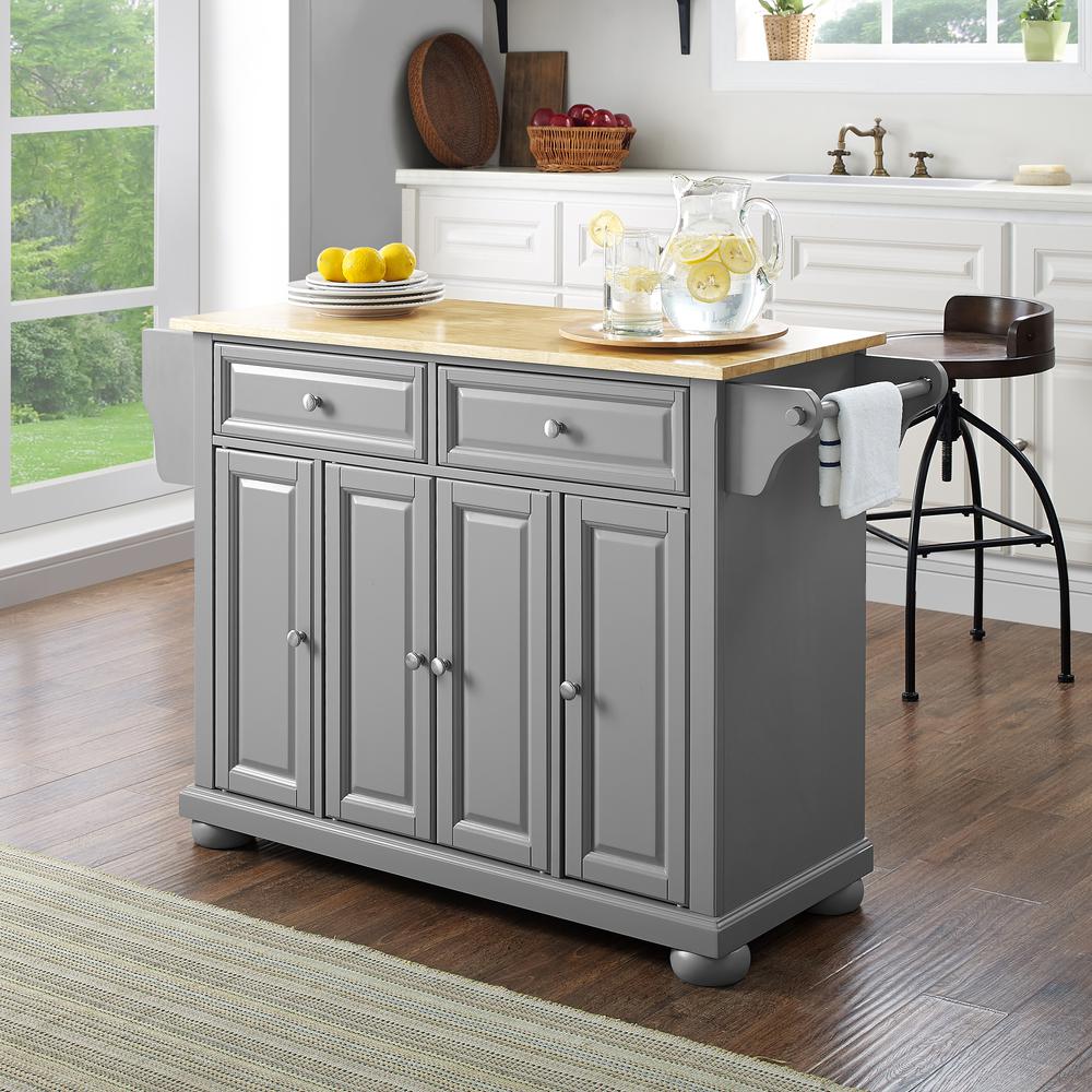 Alexandria Wood Top Kitchen Island/Cart