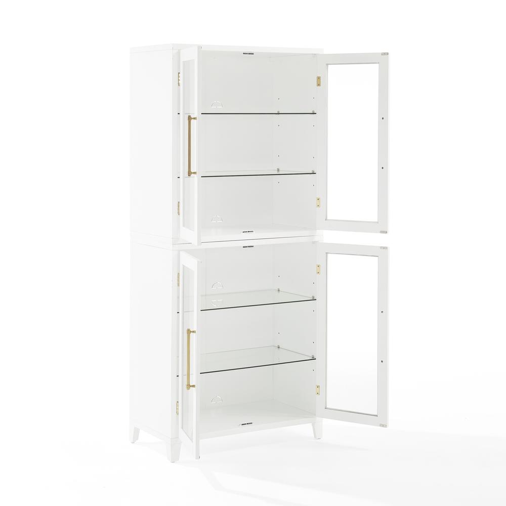 Roarke 2Pc Glass Door Kitchen Pantry Storage Cabinet Set