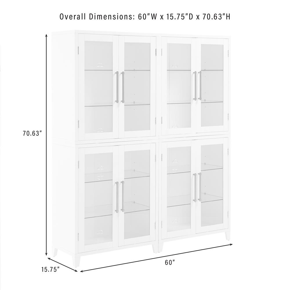 Roarke 2Pc Glass Door Kitchen Pantry Storage Cabinet Set