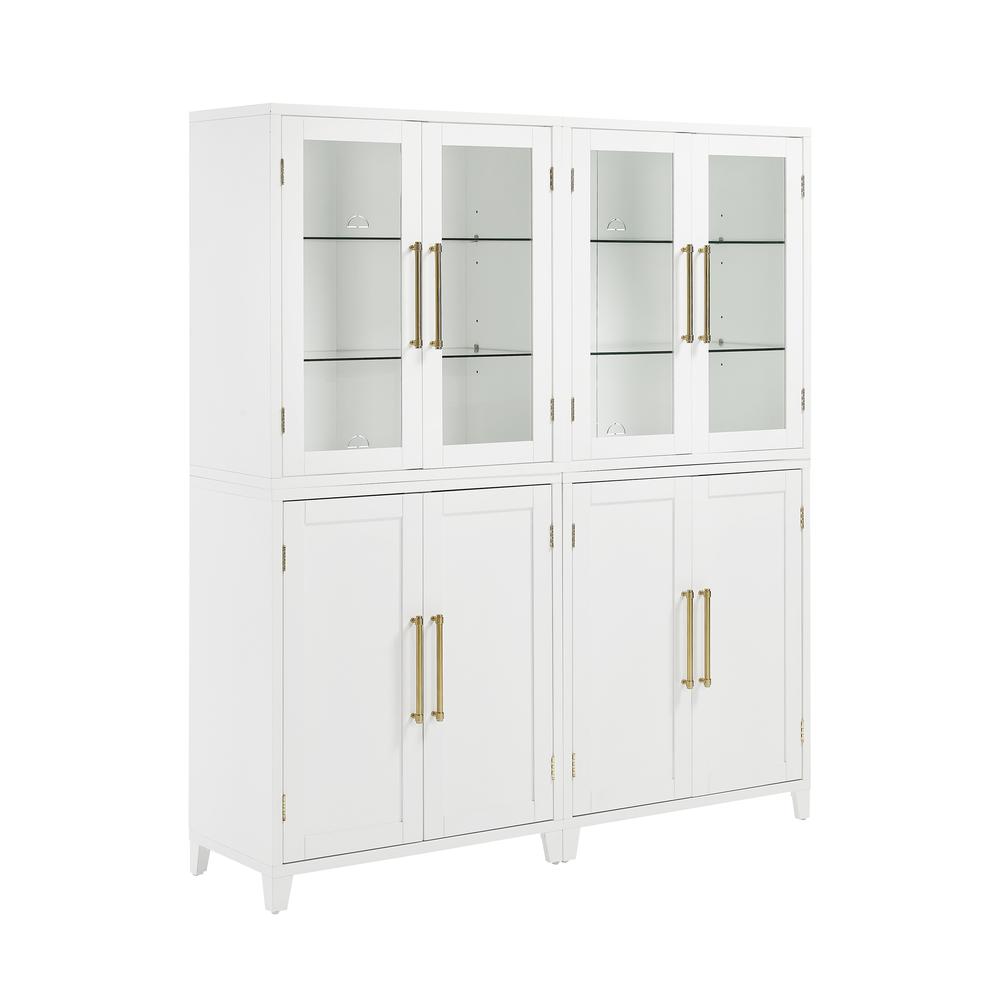 Roarke 2Pc Pantry Storage Cabinet W/Glass Door Hutch Set