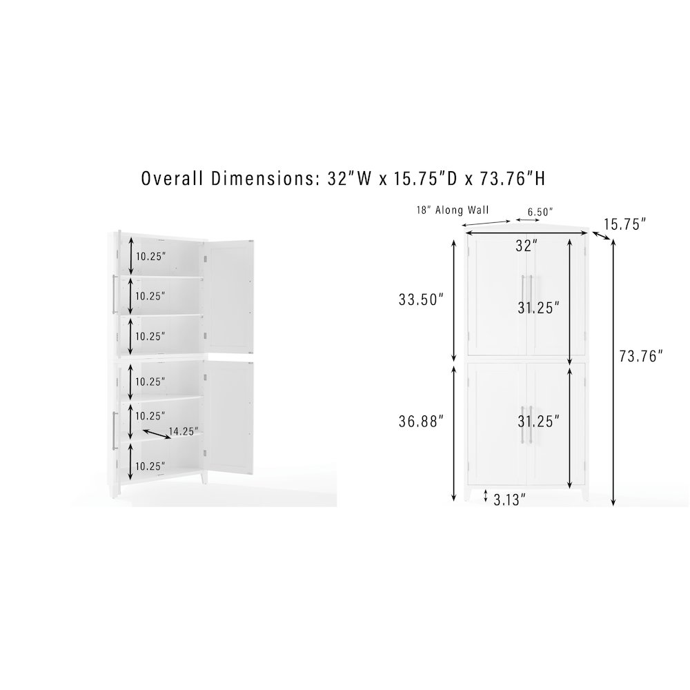 Roarke Corner Kitchen Storage Pantry Cabinet