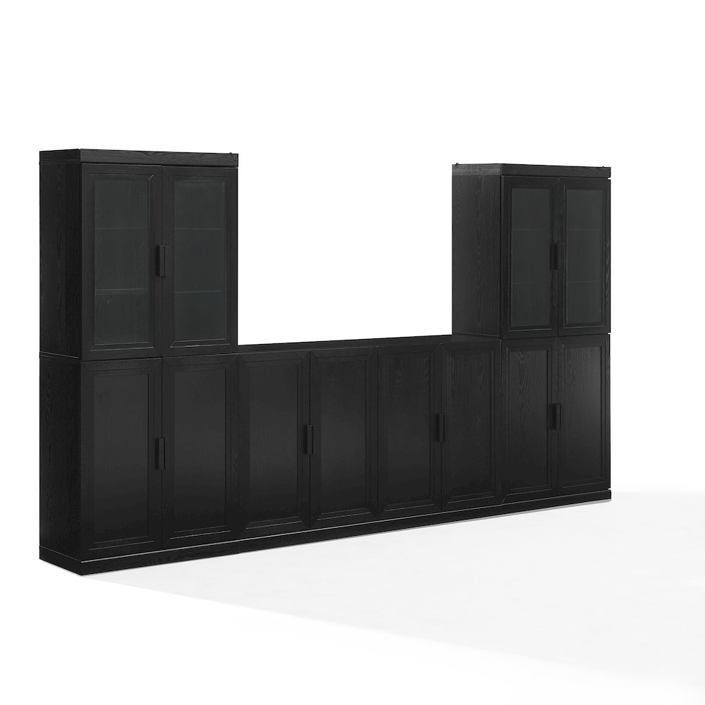 Essen 3-Piece Sideboard And Glass Door Pantry Set In Black