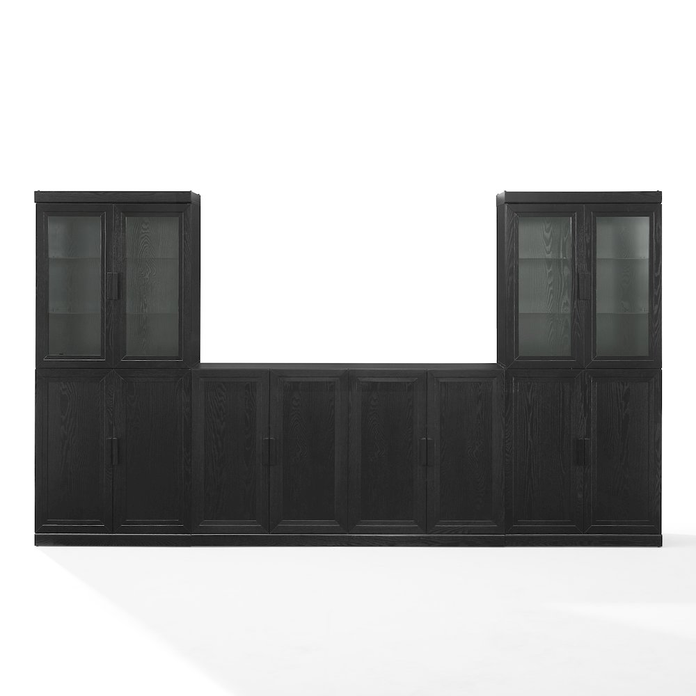 Essen 3-Piece Sideboard And Glass Door Pantry Set In Black