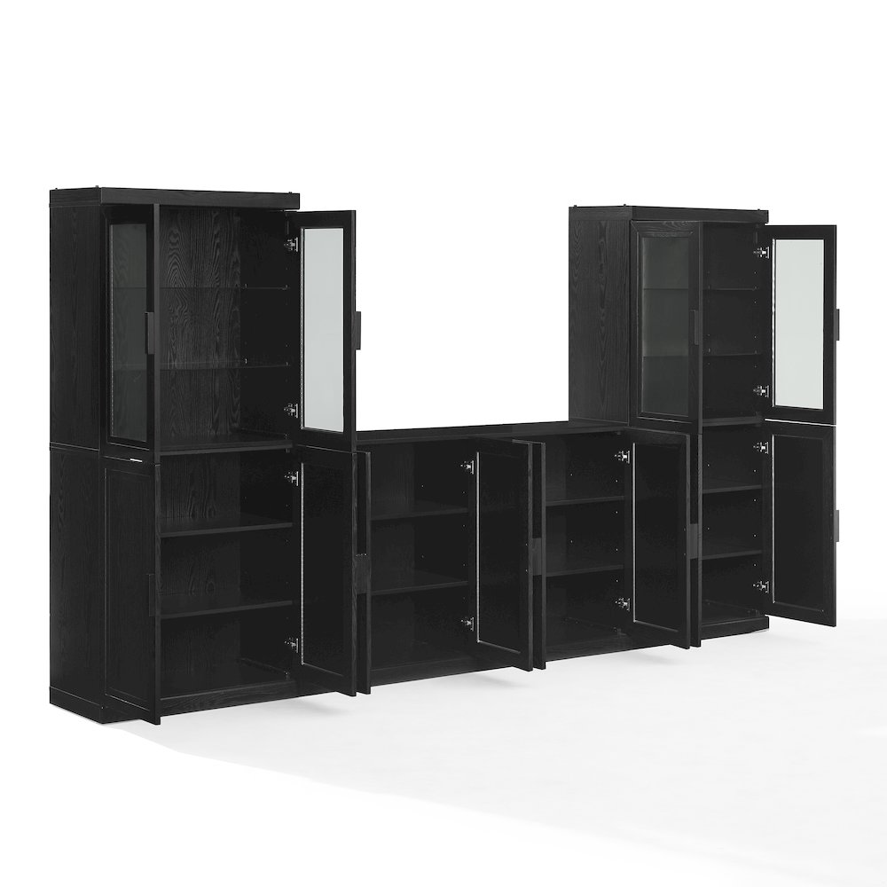 Essen 3-Piece Sideboard And Glass Door Pantry Set In Black