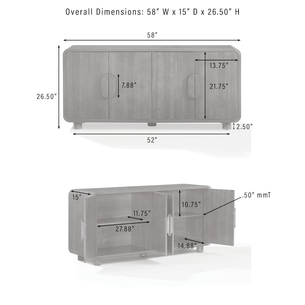 Millie 3-Piece Sideboard And Pantry Set In Brown