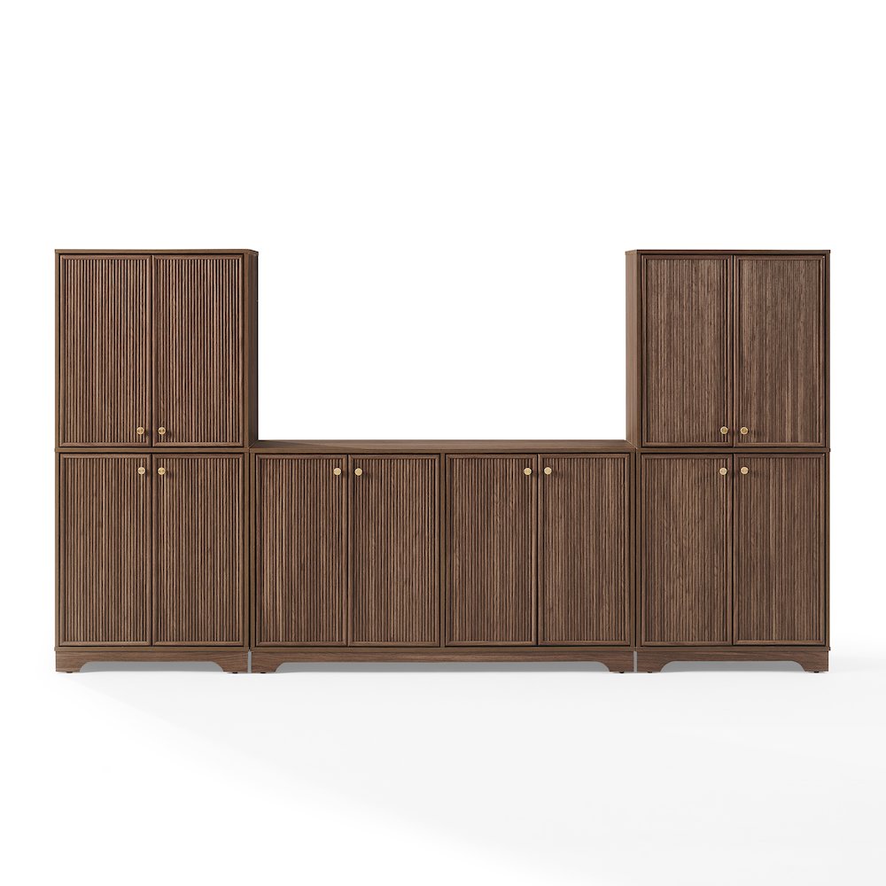 Naomi 3-Piece Sideboard And Pantry Set Walnut – Sideboard & 2 Pantries