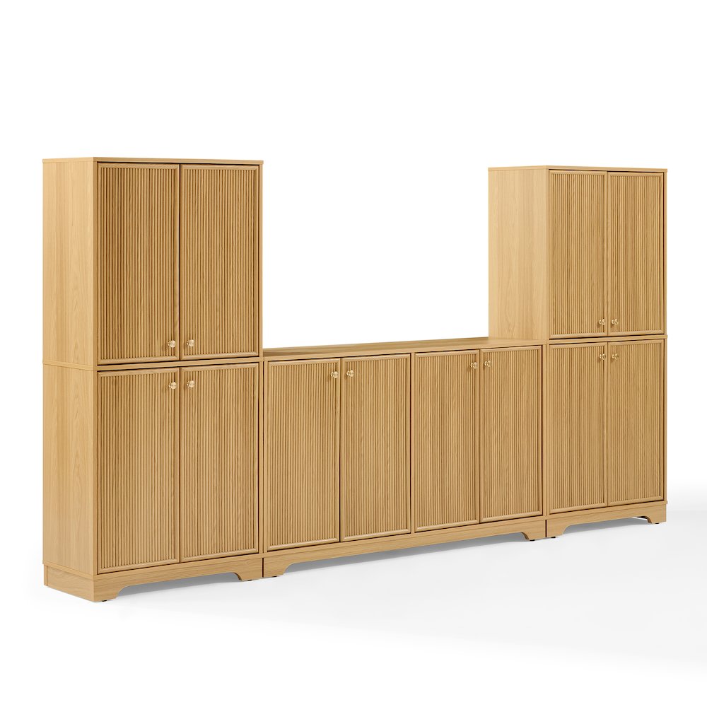 Naomi 3-Piece Sideboard And Pantry Set White Oak – Sideboard & 2 Pantries