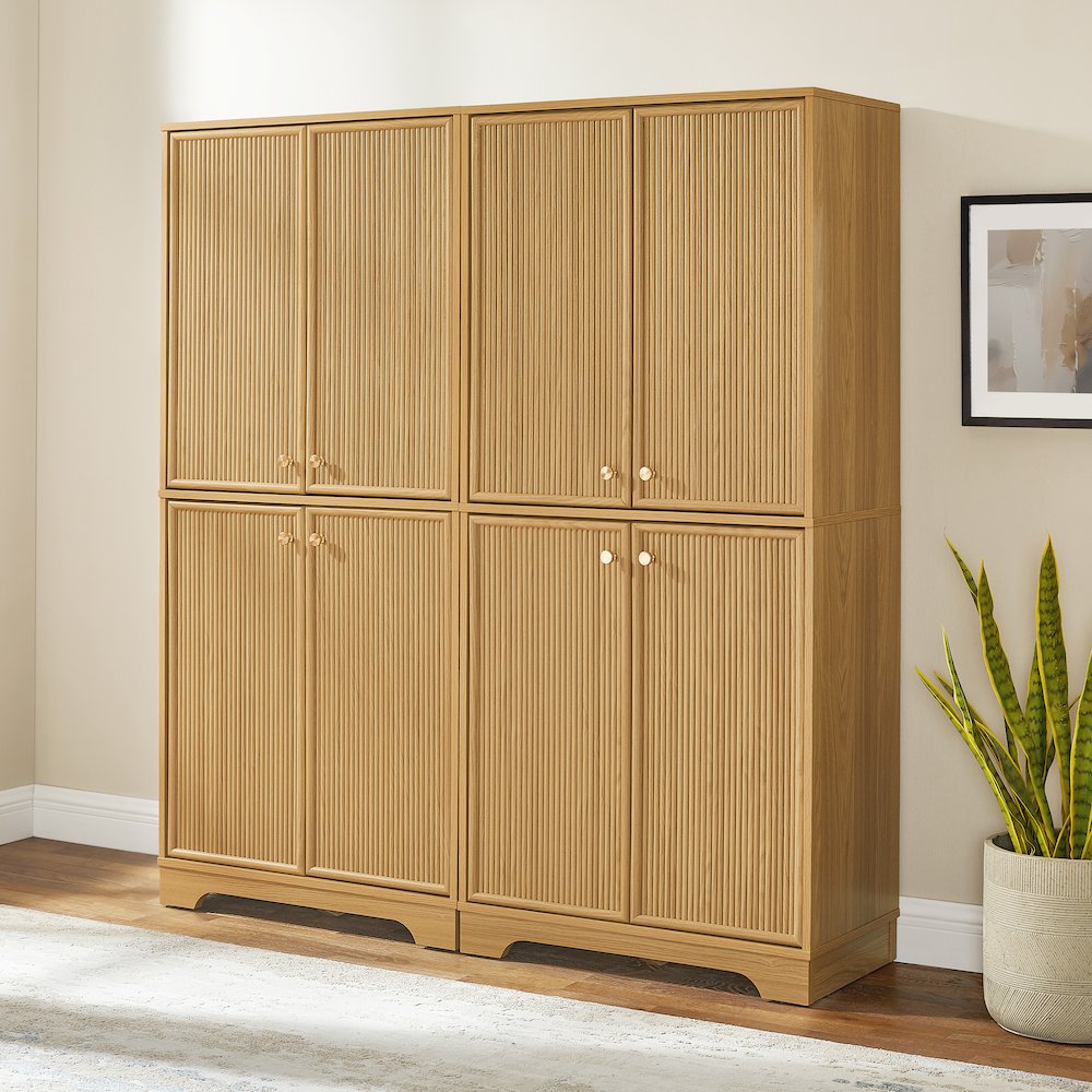 Naomi 2-Piece Kitchen Storage Pantry Set White Oak – 2 Pantries