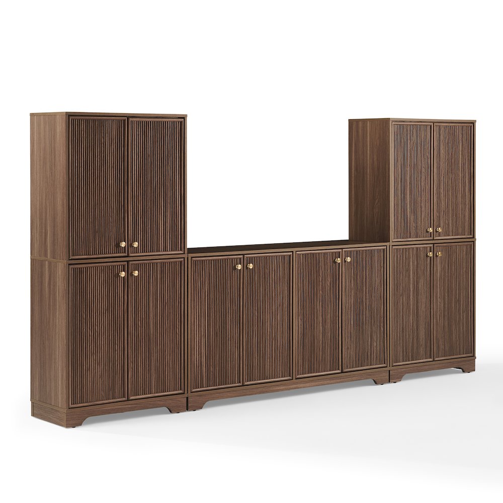 Naomi 3-Piece Entertainment Center Walnut – Sideboard & 2 Pantries