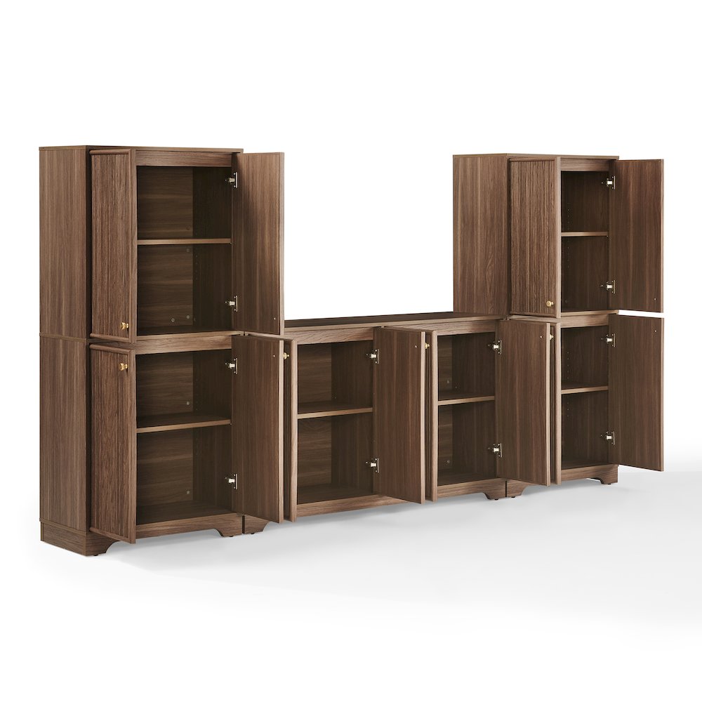 Naomi 3-Piece Entertainment Center Walnut – Sideboard & 2 Pantries