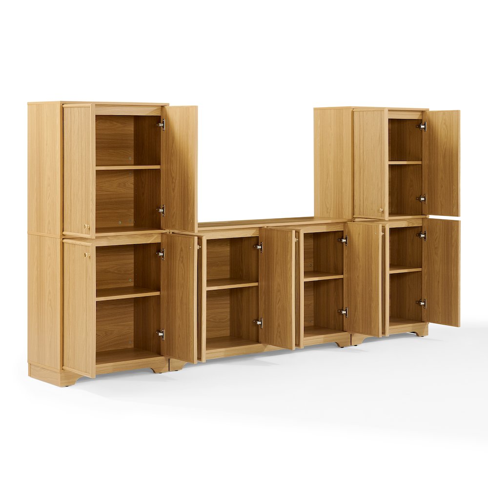 Naomi 3-Piece Entertainment Center White Oak – Sideboard & 2 Pantries