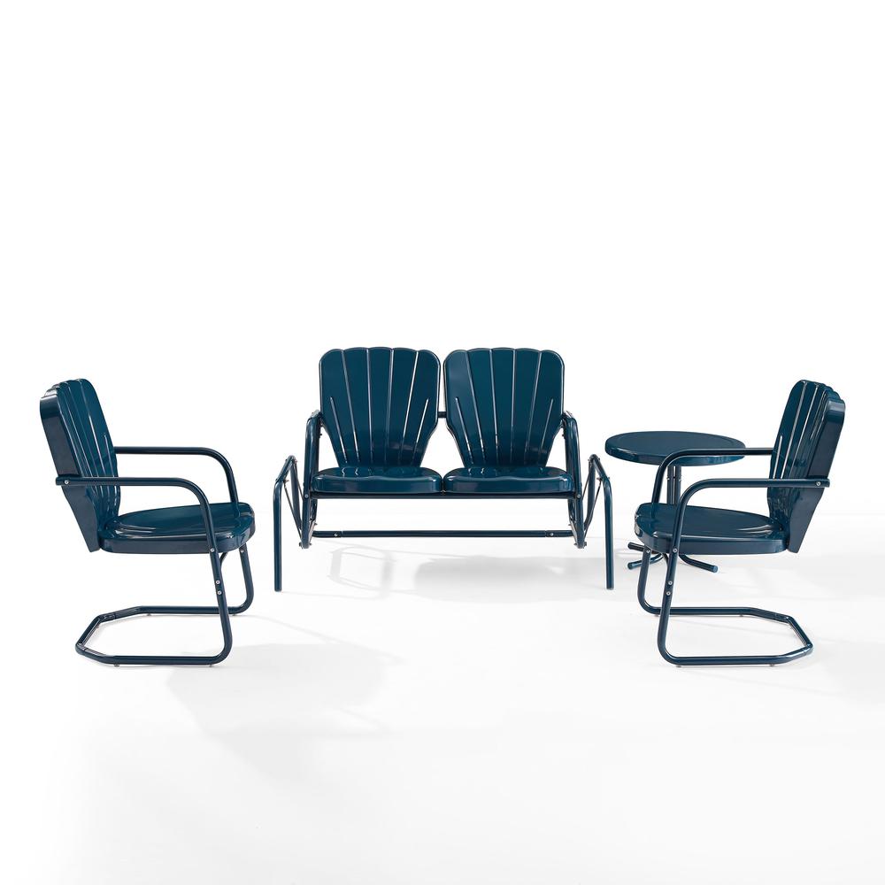 Ridgeland 4Pc Retro Outdoor Loveseat Glider Patio Set