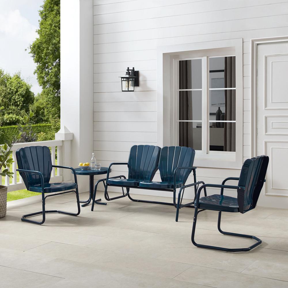 Ridgeland 4Pc Retro Outdoor Loveseat Glider Patio Set