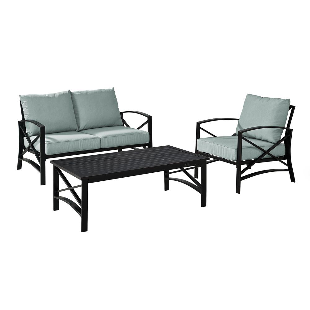 Kaplan 3Pc Outdoor Loveseat Patio Furniture Set