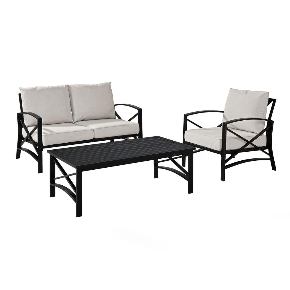 Kaplan 3Pc Outdoor Loveseat Patio Furniture Set