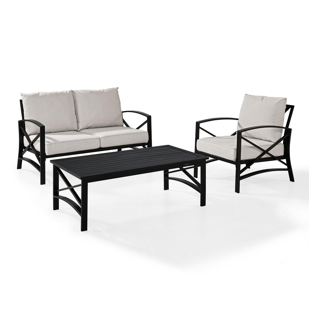 Kaplan 3Pc Outdoor Loveseat Patio Furniture Set