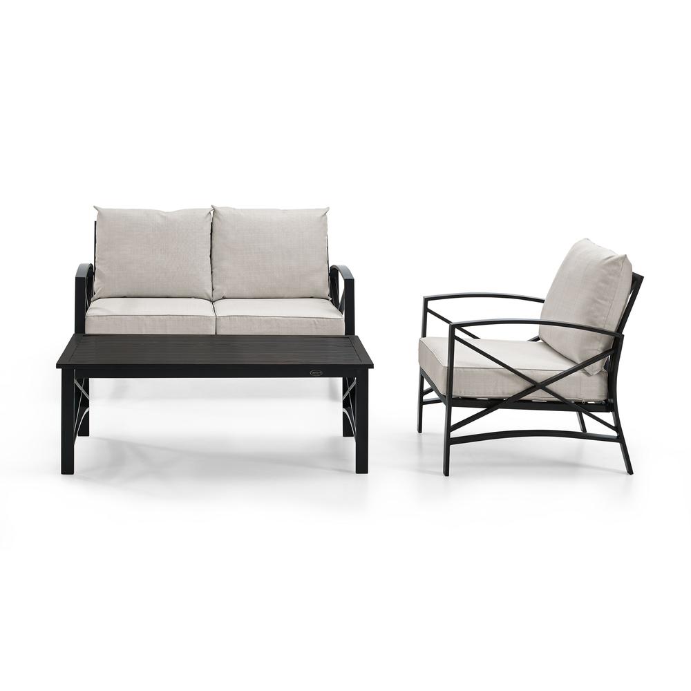 Kaplan 3Pc Outdoor Loveseat Patio Furniture Set