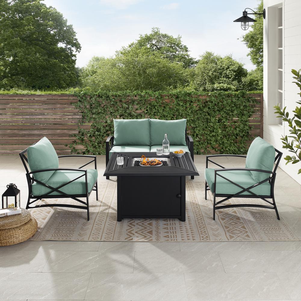 Kaplan 4Pc Outdoor Loveseat Set W/ Fire Table
