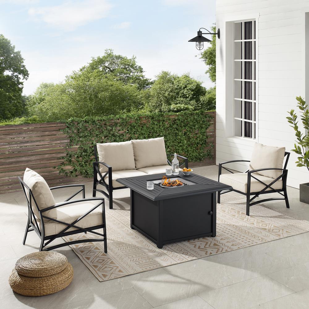 Kaplan 4Pc Outdoor Loveseat Set W/ Fire Table
