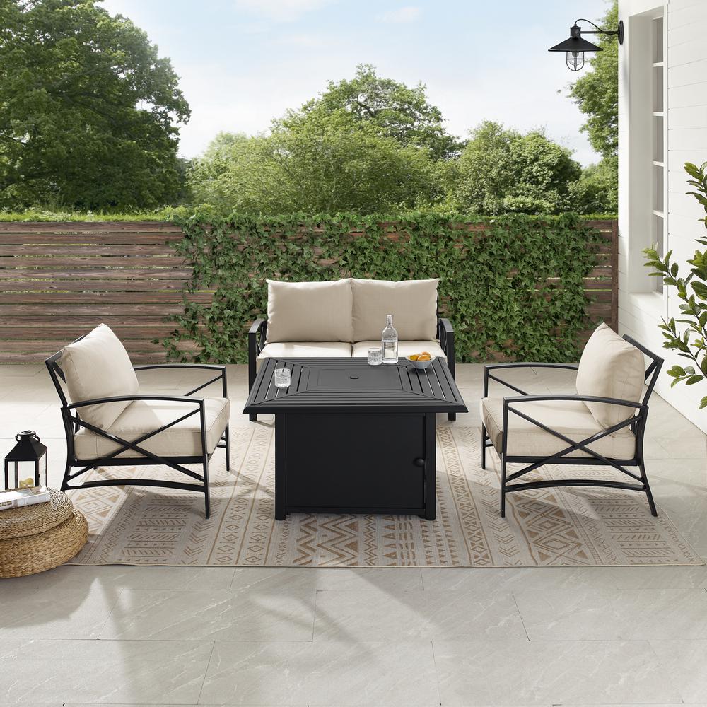 Kaplan 4Pc Outdoor Loveseat Set W/ Fire Table
