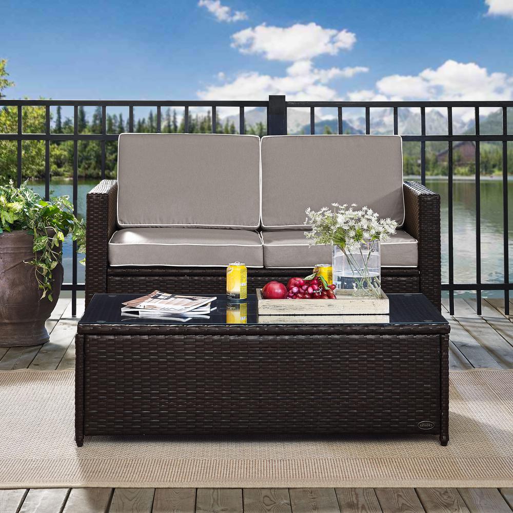 Palm Harbor 2Pc Wicker Outdoor Loveseat Patio Furniture Set