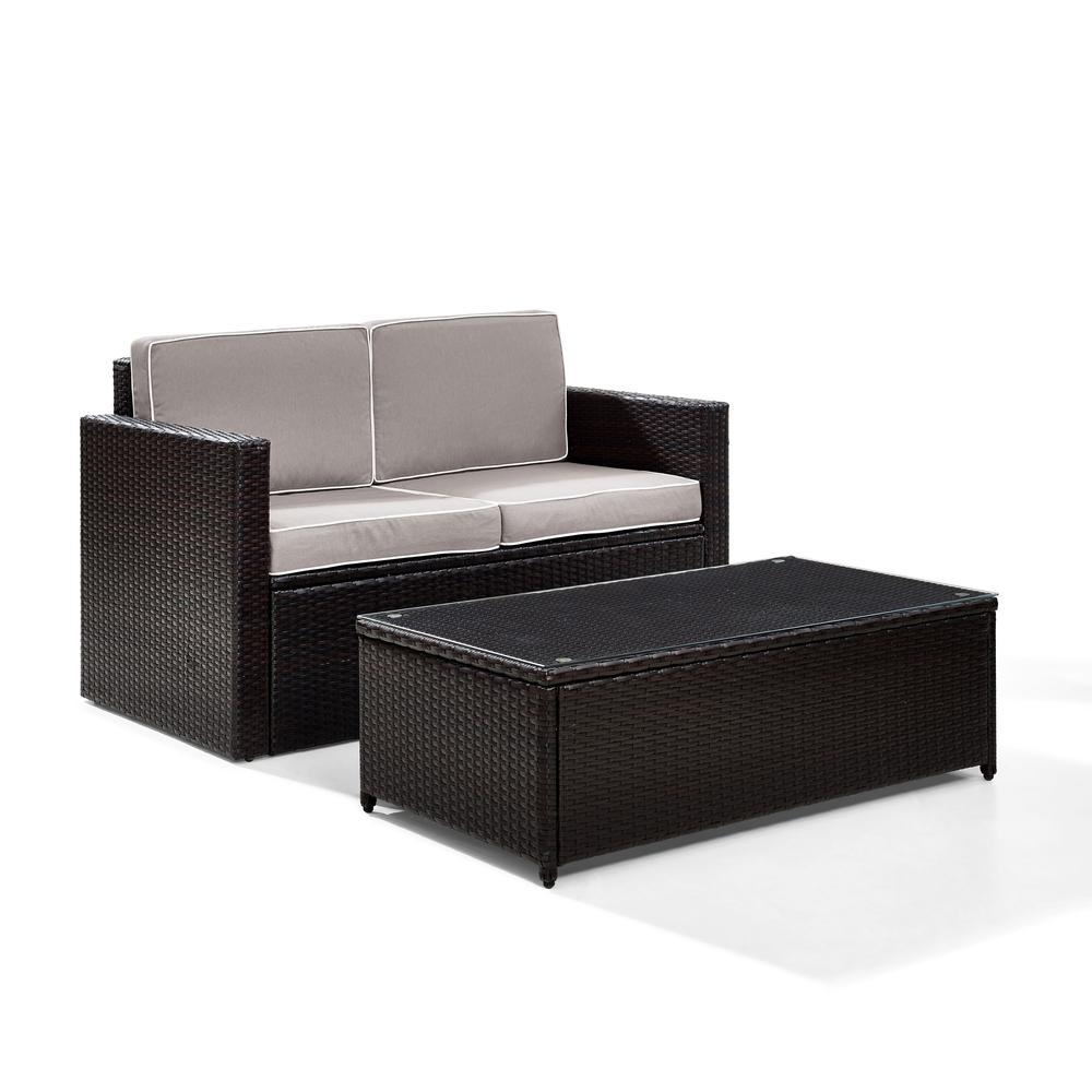 Palm Harbor 2Pc Wicker Outdoor Loveseat Patio Furniture Set