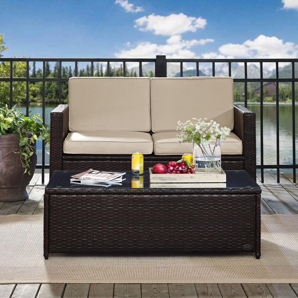 Palm Harbor 2Pc Wicker Outdoor Loveseat Patio Furniture Set