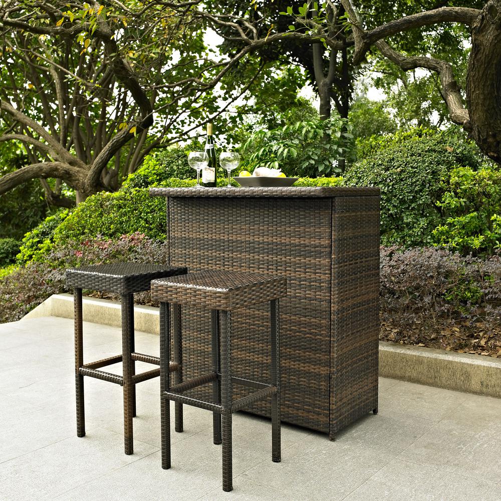 Palm Harbor 3Pc Wicker Outdoor Bar Set