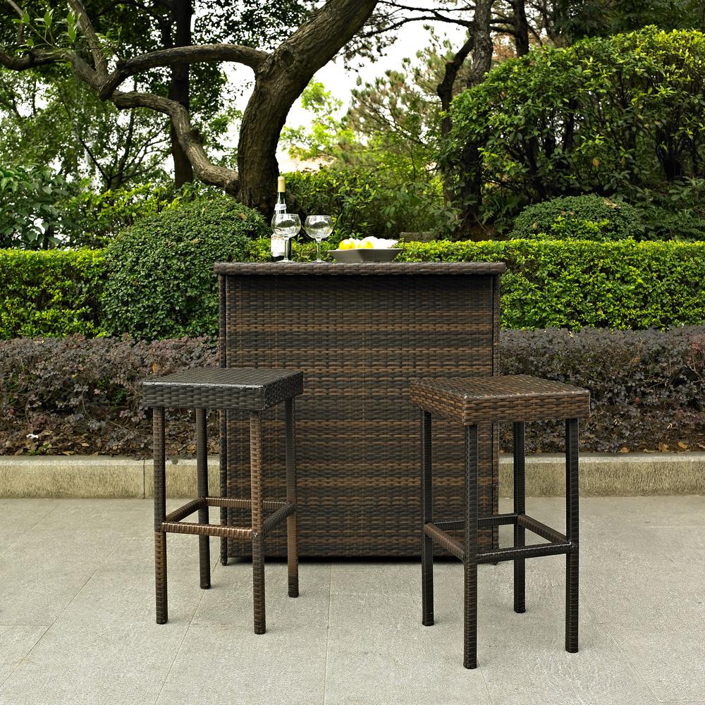 Palm Harbor 3Pc Wicker Outdoor Bar Set