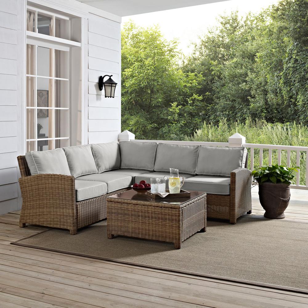 Bradenton 4Pc Wicker Outdoor Sectional Patio Furniture Set